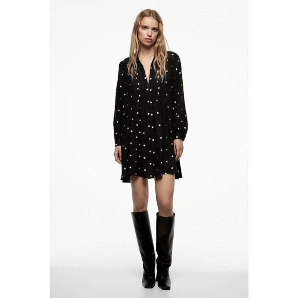 Zara Dresses & Skirts - Zara Contrast Polka Dot Dress Size XS